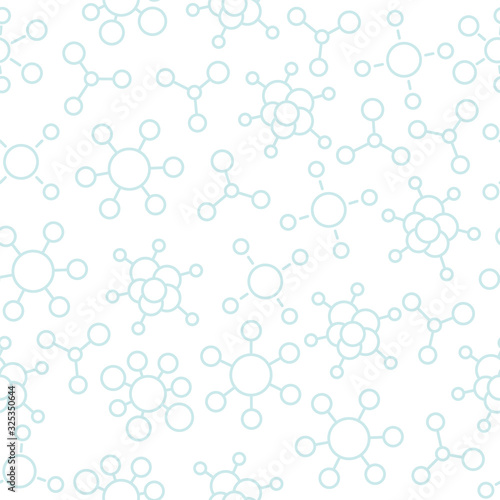 Formula molecules seamless pattern background. Chemical science. Vector line contour.