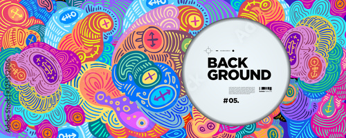 Colorful Abstract Batik Banner Template with Dummy Text for Web Design, Landing page, and Print Material.