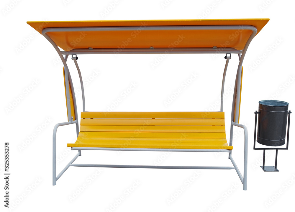 beautiful modern bench with protection from the rain on white beautiful modern bench with protection from the rain on white