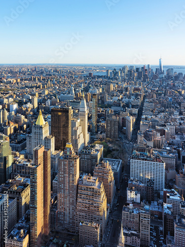 Aerial view to Skyline at Downtown Lower Manhattan NYC America
