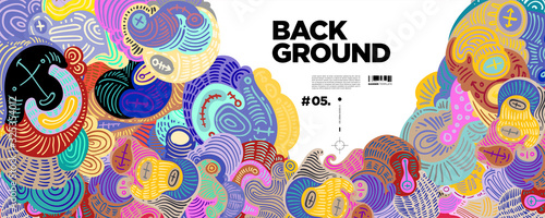 Colorful Abstract Batik Banner Template with Dummy Text for Web Design, Landing page, and Print Material.
