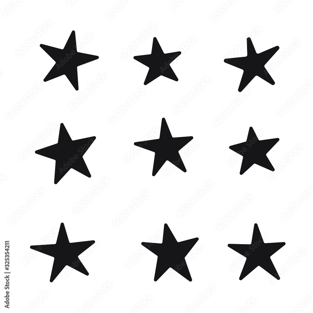 Obraz premium Star doodles collection. Set of hand drawn stars. Vector cartoon illustrations.