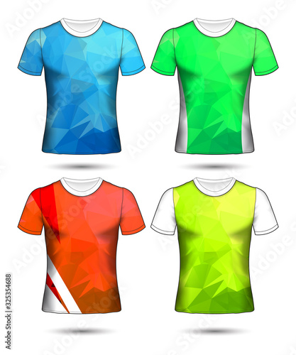  t-shirt templates abstract geometric collection of different colors polygonal mosaic