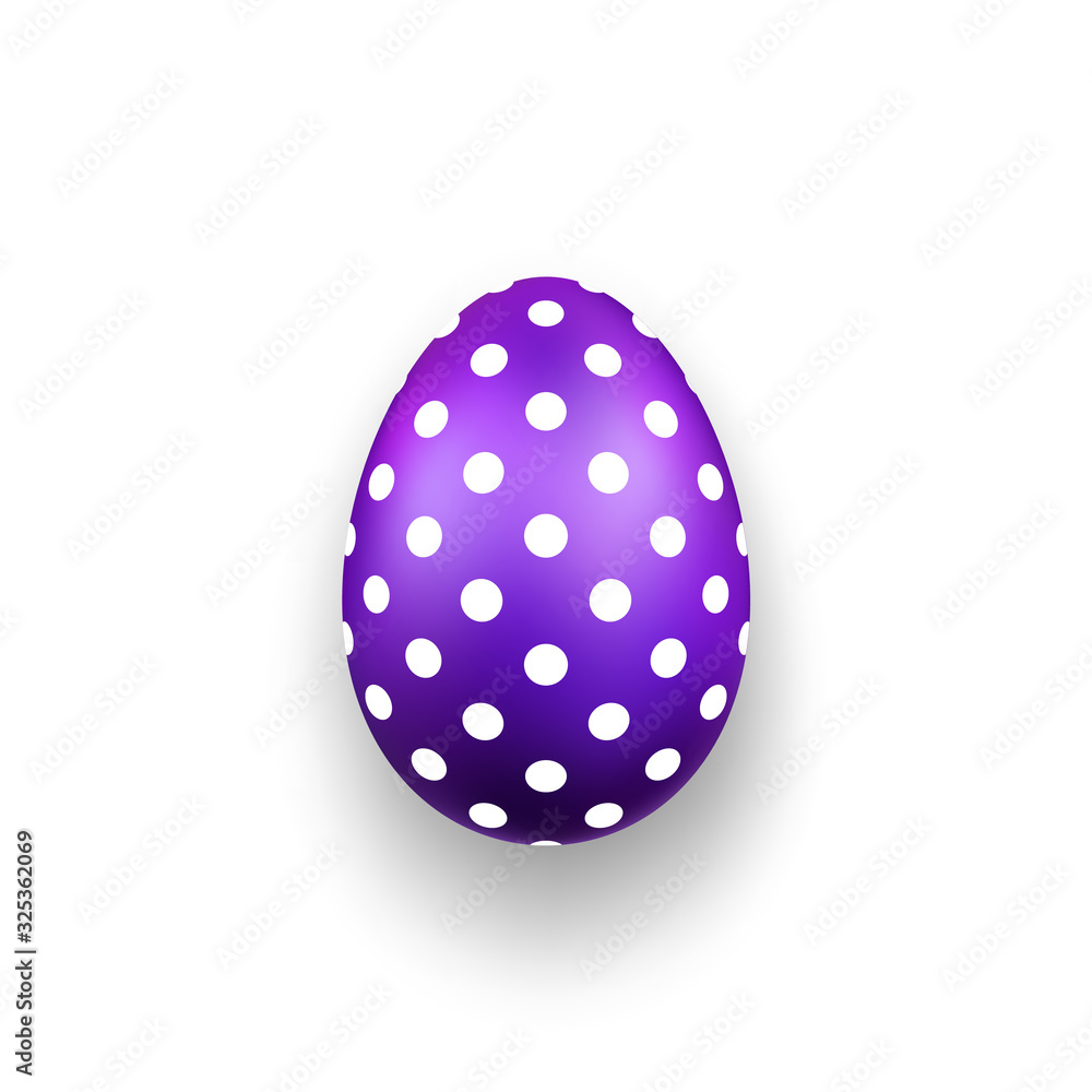Easter egg 3D icon. Cute violet egg, isolated white background. Bright realistic design, decoration for Happy Easter celebration. Holiday element. Shiny pattern. Spring symbol. Vector illustration Easter egg 3D icon. Cute violet egg, isolated white background. Bright realistic design, decoration for Happy Easter celebration. Holiday element. Shiny pattern. Spring symbol. Vector illustration