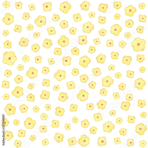 Fototapeta Naklejka Na Ścianę i Meble -  Yellow watercolor floral pattern