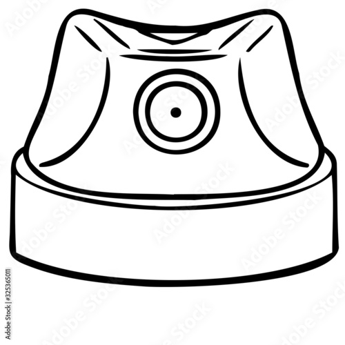 monochrome vector drawing of a spray can attachment. cap, fatcap, grafitty, illustration.