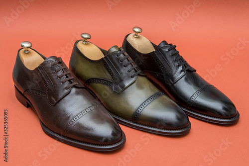 pair of black shoes italian design handmade 