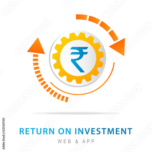 Return on investment, finance consolidation, budget planning, savings account, income growth, long term investment, Indian Rupee Exchange, vector Illustration
