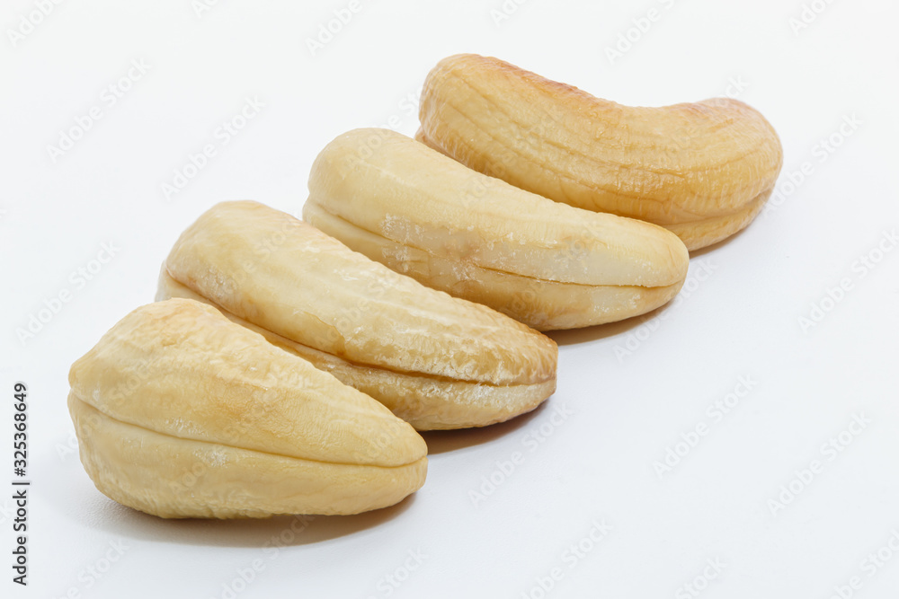 Cashew nuts Fried or Roasted on white background,Close up Cashew nuts Fried or Roasted on white background,Close up