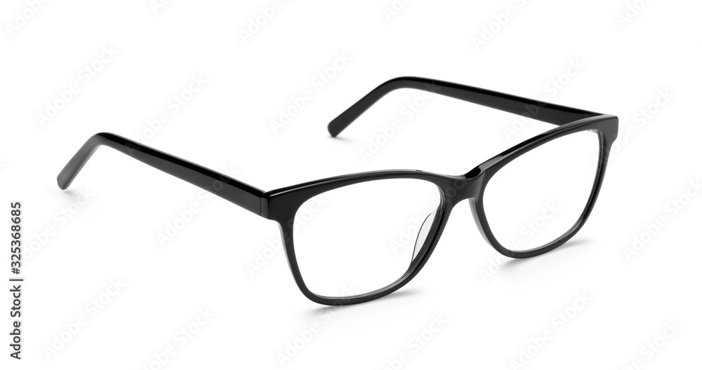 Black plastic glasses isolated on white. Black plastic glasses isolated on white.