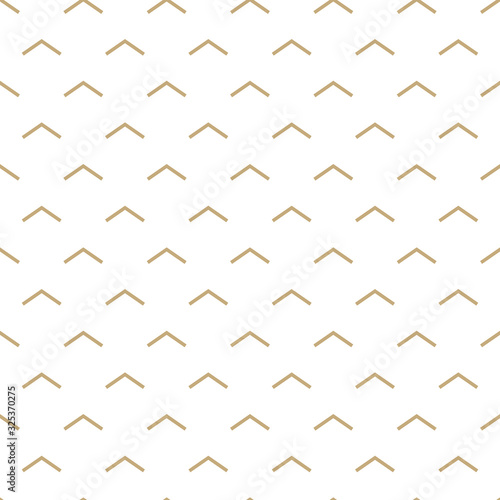 Abstract simple pattern with golden arrows. White and gold ornamental background. Seamless geometric texture in minimal style.