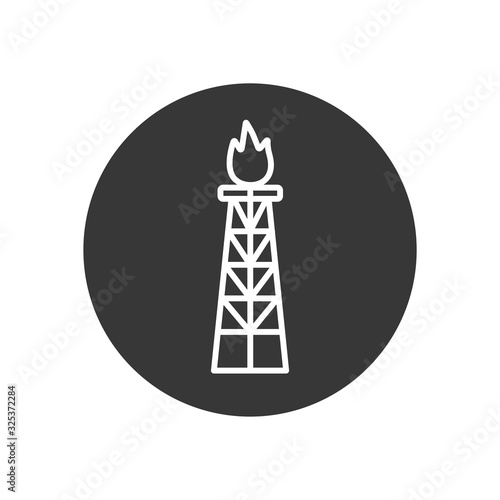 Isolated oil tower with flame line block style icon vector design