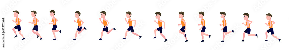 Running man. Cycle of animation for men's running, 2d cartoon character.  Stock Vector | Adobe Stock