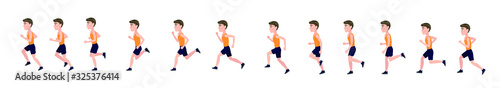 Running man. Cycle of animation for men's running, 2d cartoon character.