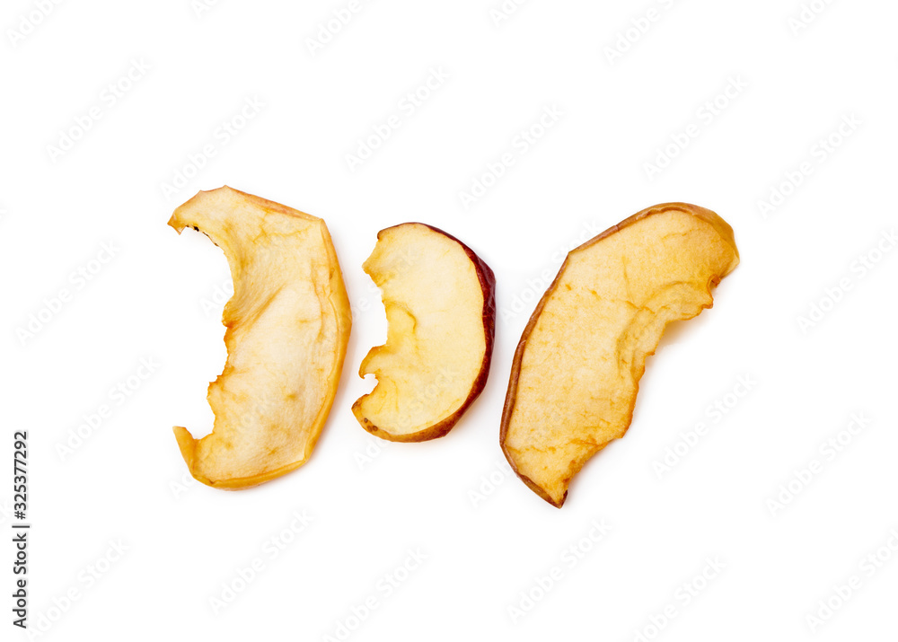 Dried sliced apples, fruit isolated on white background Dried sliced apples, fruit isolated on white background
