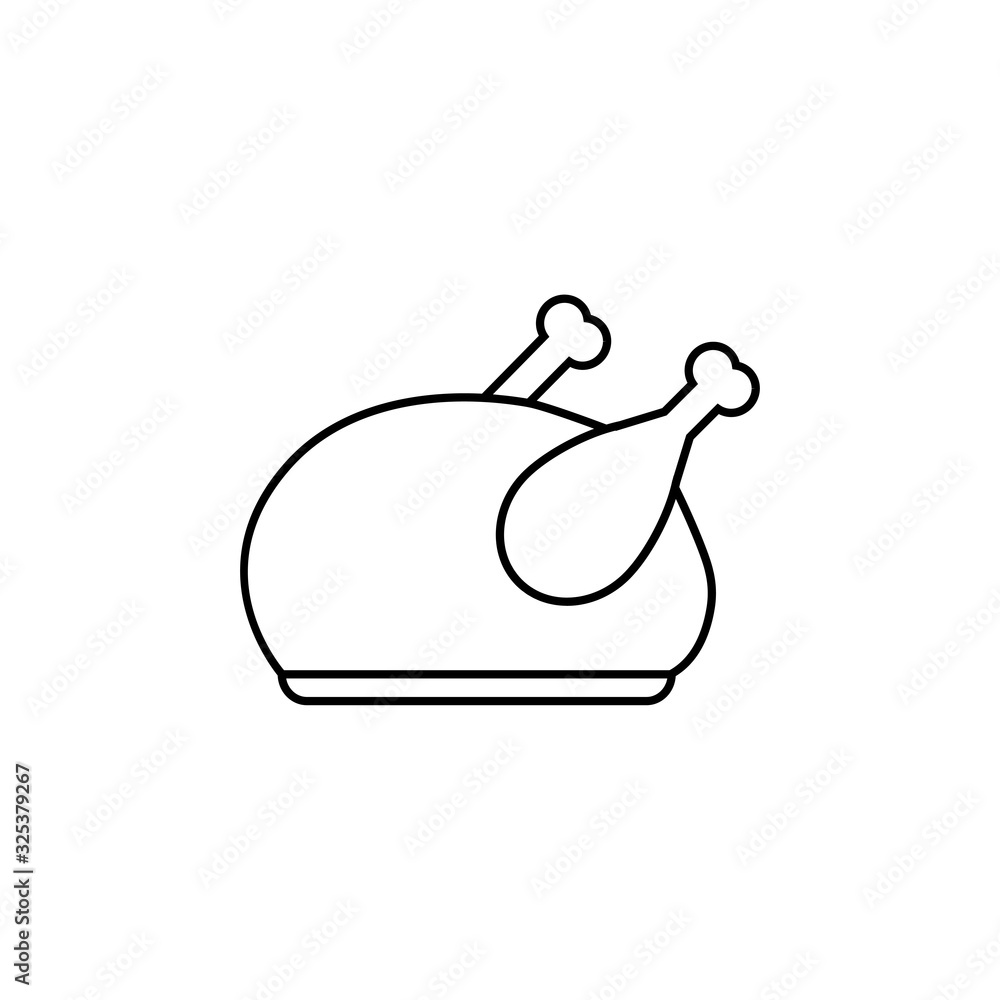 Roast chicken linear icon vector on white background. Food black icon illustration. Eps 10 Roast chicken linear icon vector on white background. Food black icon illustration. Eps 10