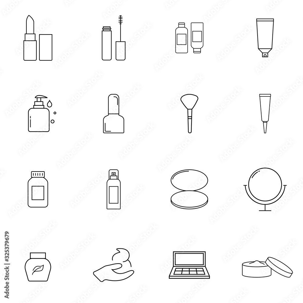 Cosmetics and beauty icon set in thin line style. Modern outline style icons collection. Perfect vector graphics Cosmetics and beauty icon set in thin line style. Modern outline style icons collection. Perfect vector graphics
