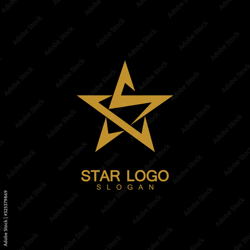 Gold Star Logo Vector in elegant Style with Black Background Gold Star Logo Vector in elegant Style with Black Background