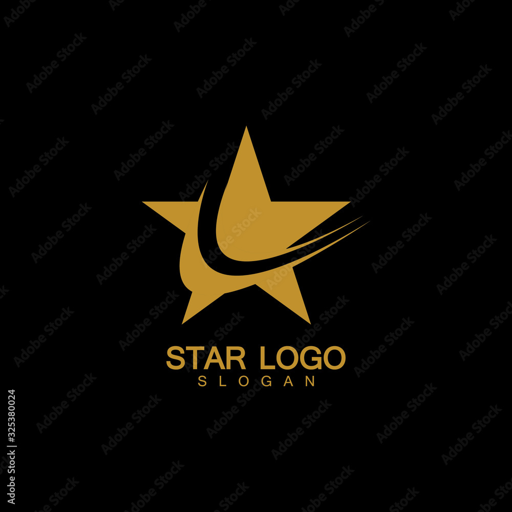 Gold Star Logo Vector in elegant Style with Black Background Gold Star Logo Vector in elegant Style with Black Background