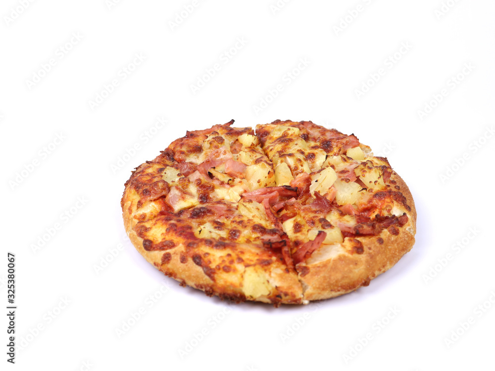 A top view of a pizza pattern on a white background. A top view of a pizza pattern on a white background.