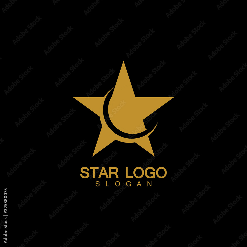 Gold Star Logo Vector in elegant Style with Black Background Gold Star Logo Vector in elegant Style with Black Background