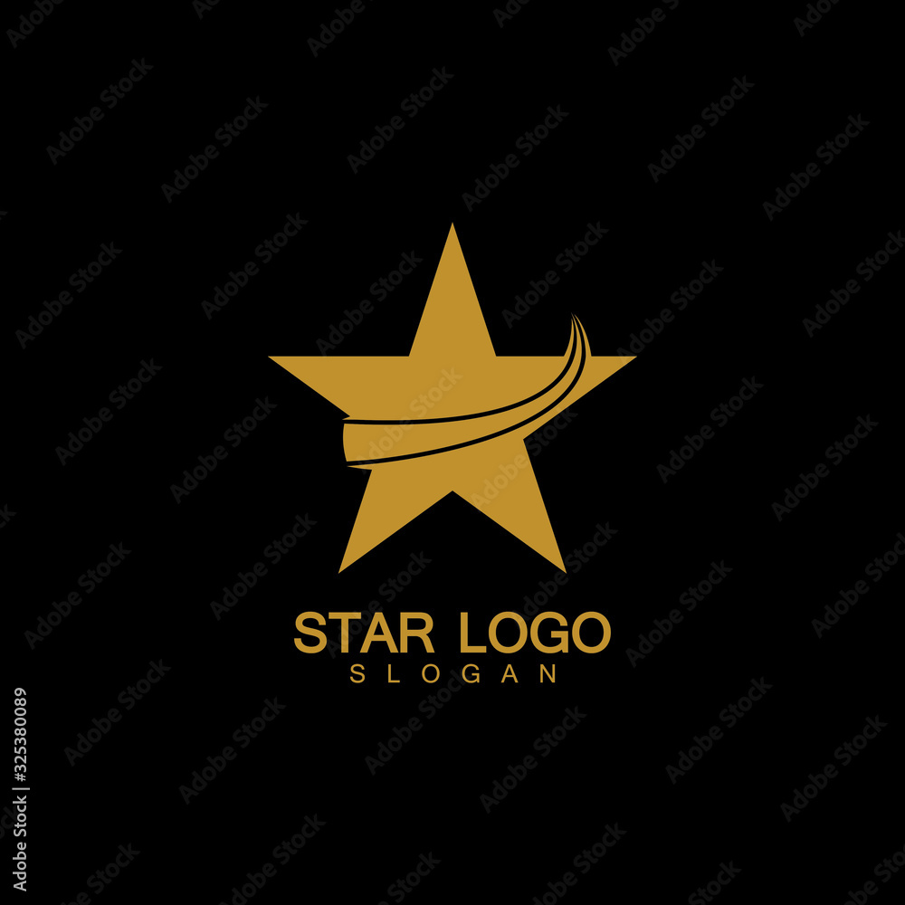 Gold Star Logo Vector in elegant Style with Black Background Gold Star Logo Vector in elegant Style with Black Background