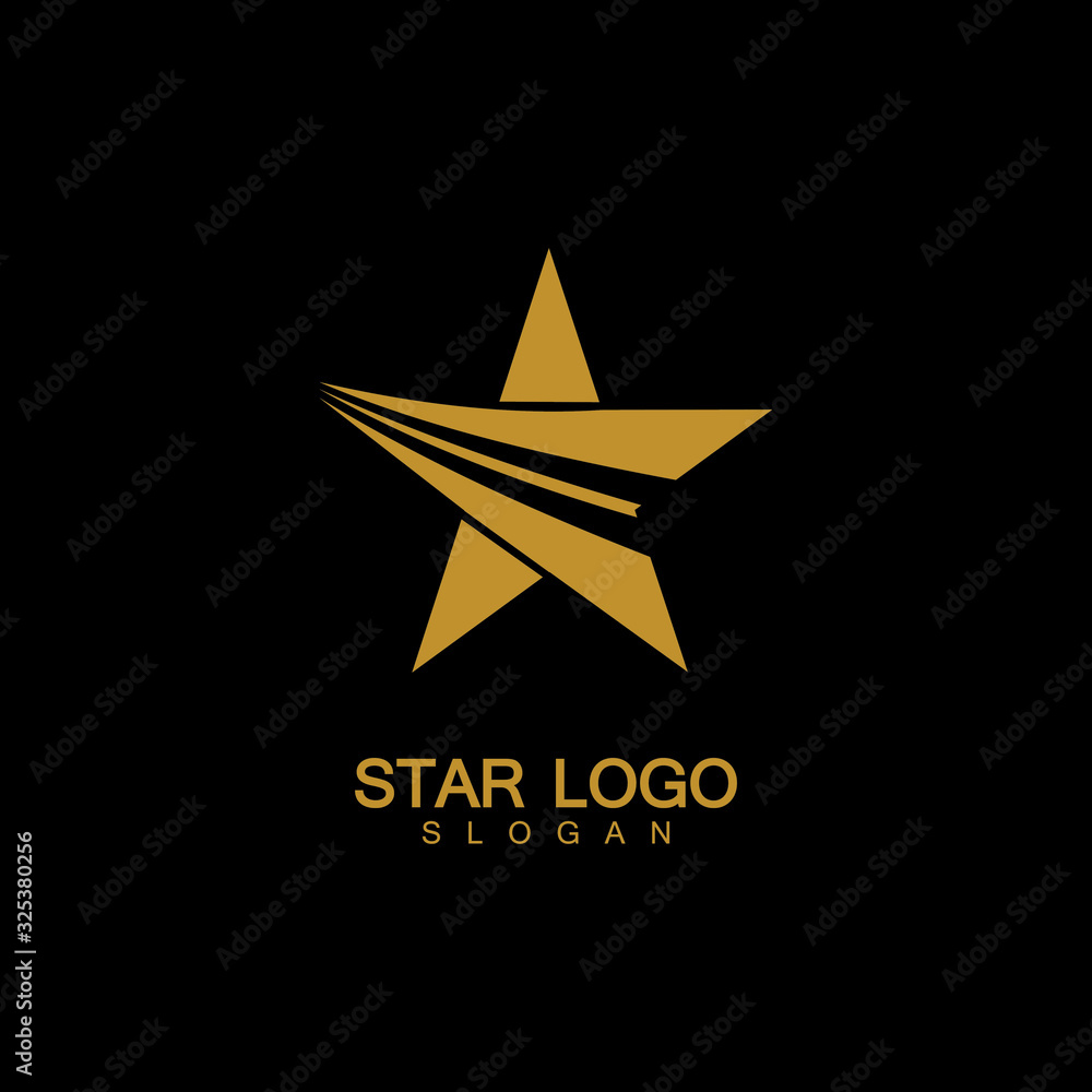 Gold Star Logo Vector in elegant Style with Black Background Gold Star Logo Vector in elegant Style with Black Background