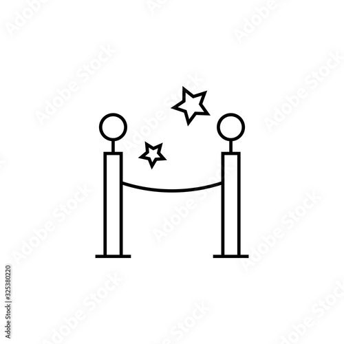Barrier rope icon in outline style on a white background. Thin linear logo for event, vip entrance.