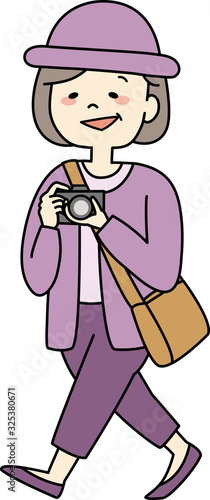 お出かけするおばあさん