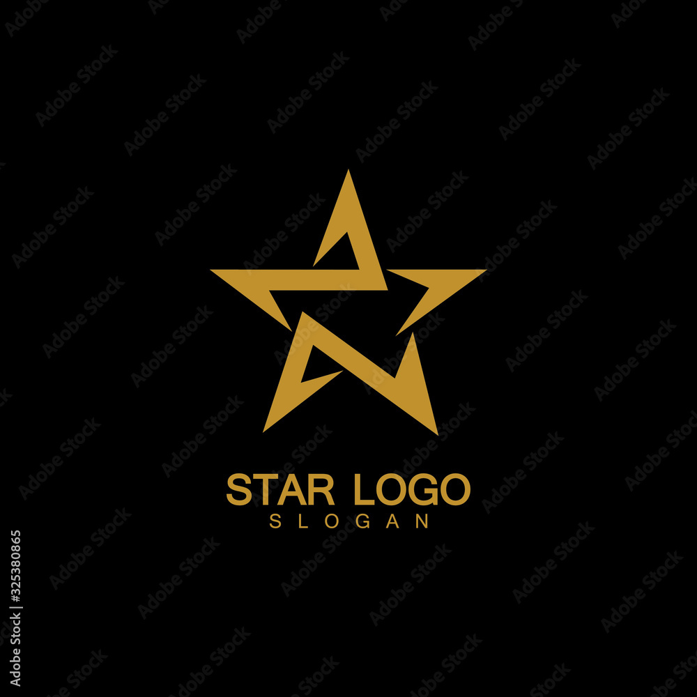 Gold Star Logo Vector in elegant Style with Black Background Gold Star Logo Vector in elegant Style with Black Background