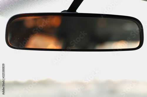 Rear view mirror with orange light
