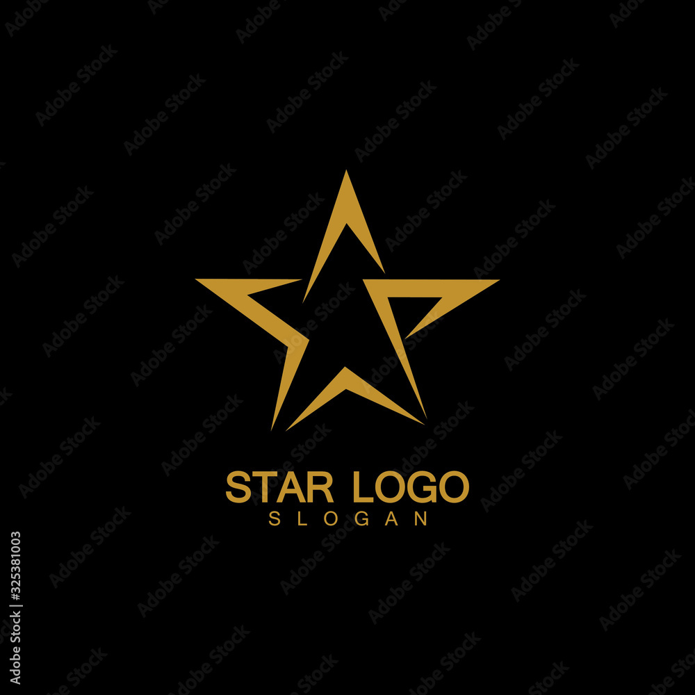 Gold Star Logo Vector in elegant Style with Black Background Gold Star Logo Vector in elegant Style with Black Background