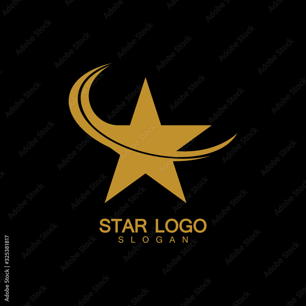 Gold Star Logo Vector in elegant Style with Black Background Gold Star Logo Vector in elegant Style with Black Background