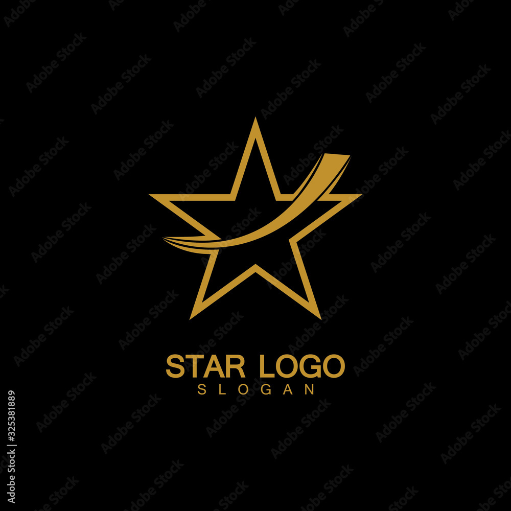 Gold Star Logo Vector in elegant Style with Black Background Gold Star Logo Vector in elegant Style with Black Background