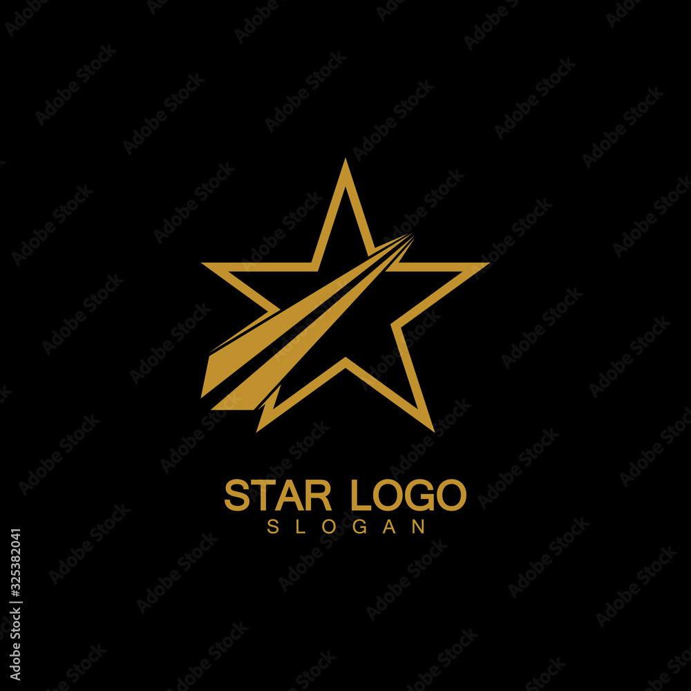 Gold Star Logo Vector in elegant Style with Black Background Gold Star Logo Vector in elegant Style with Black Background
