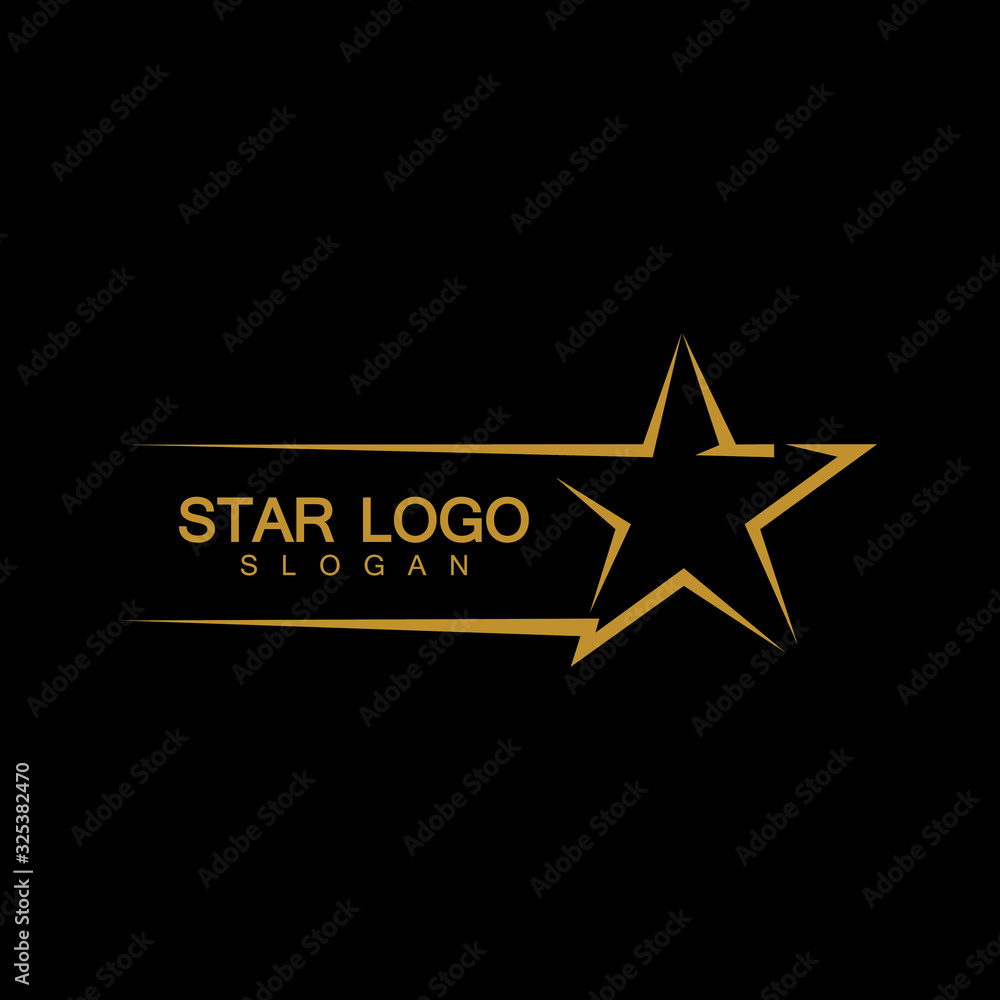 Gold Star Logo Vector in elegant Style with Black Background Gold Star Logo Vector in elegant Style with Black Background
