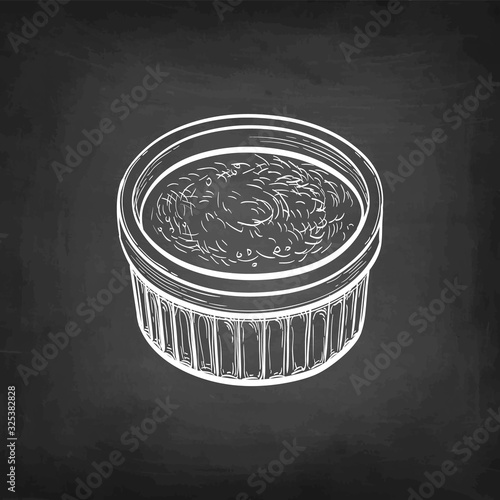 Chalk sketch of creme brulee.
