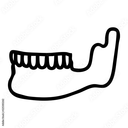 black line tattoo of a skeleton jaw
