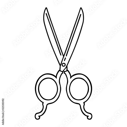 black line tattoo of barber scissors