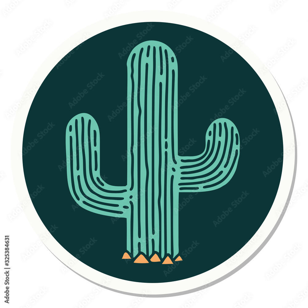 tattoo style sticker of a cactus tattoo style sticker of a cactus