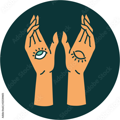 tattoo style icon of mystic hands