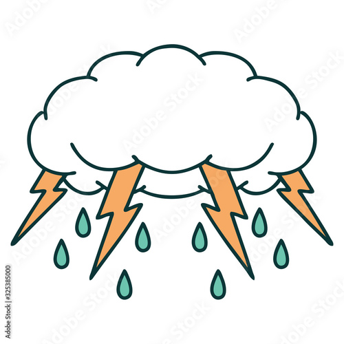 tattoo style icon of a storm cloud