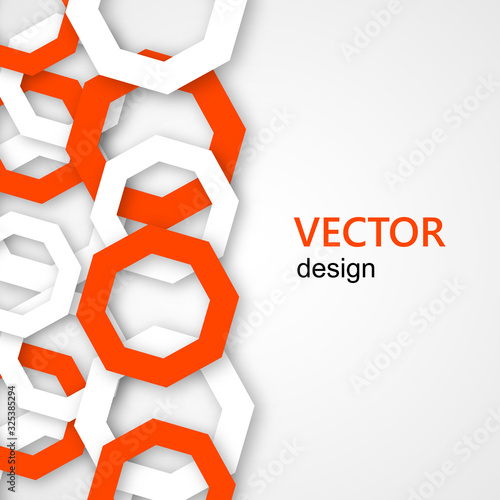 Vector banner with modern pattern of octagons on white background