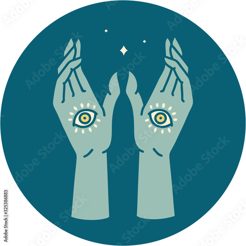 tattoo style icon of mystic hands
