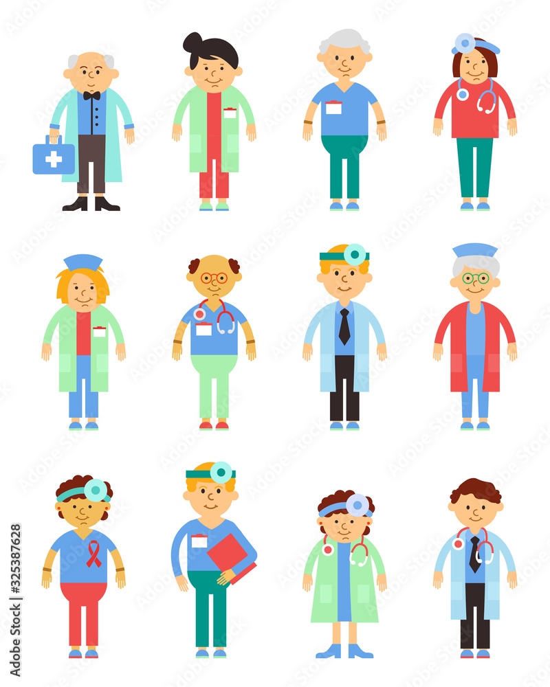 Vector illustration of a doctor in uniform. Cartoon happy smiling doctor isolated. Vector illustration of a doctor in uniform. Cartoon happy smiling doctor isolated.