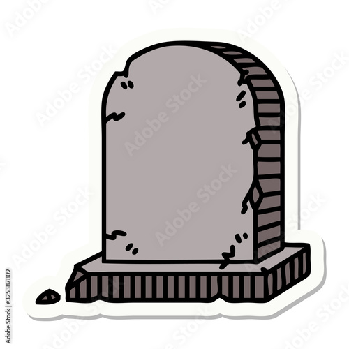 tattoo style sticker of a grave stone