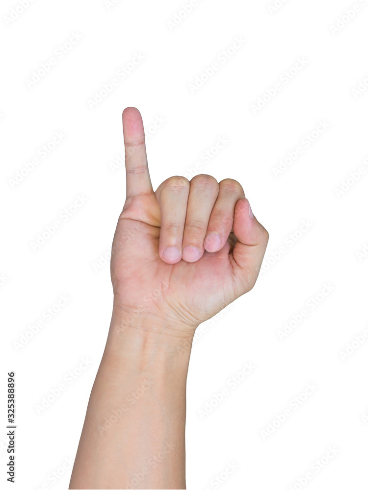 asian hand showing pinkie finger on white background asian hand showing pinkie finger on white background