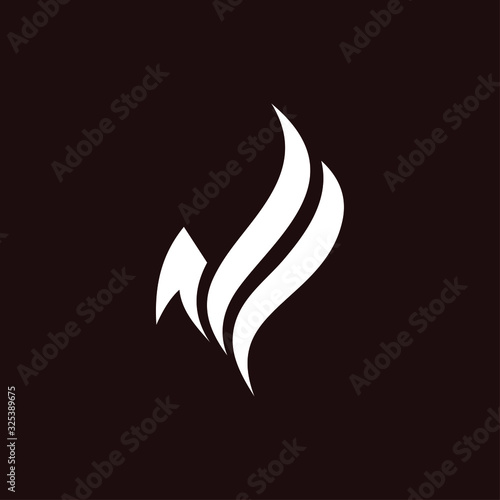 Initial letter F logo template with flying phoenix bird abstract symbol in flat design monogram illustration