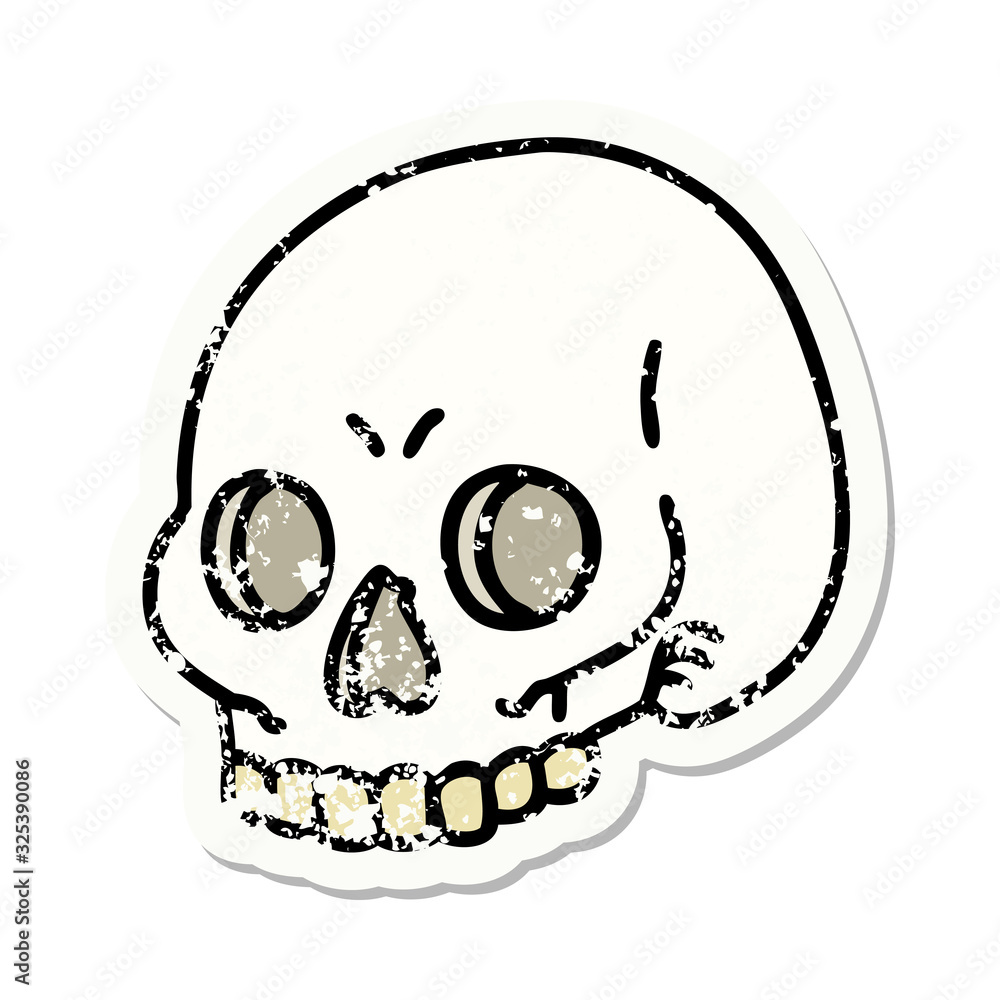 traditional distressed sticker tattoo of a skull traditional distressed sticker tattoo of a skull