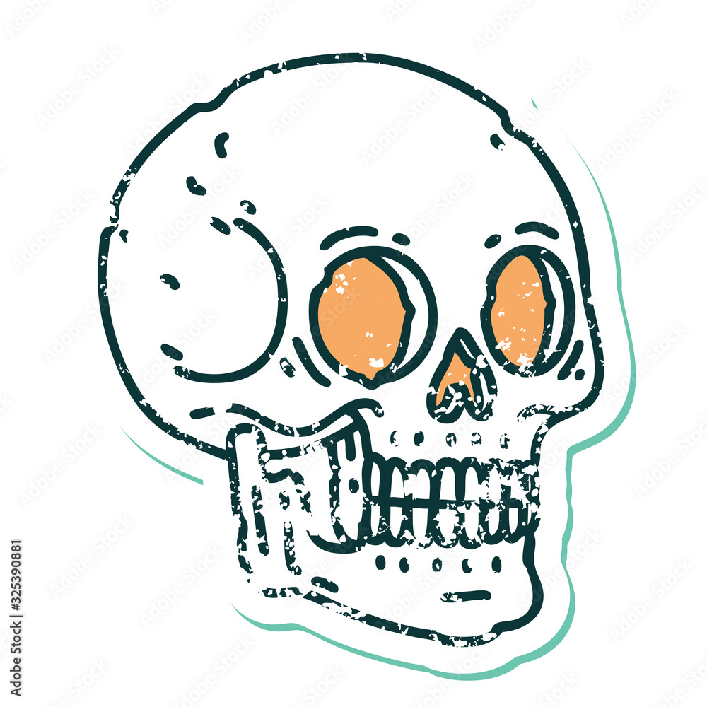 distressed sticker tattoo style icon of a skull distressed sticker tattoo style icon of a skull